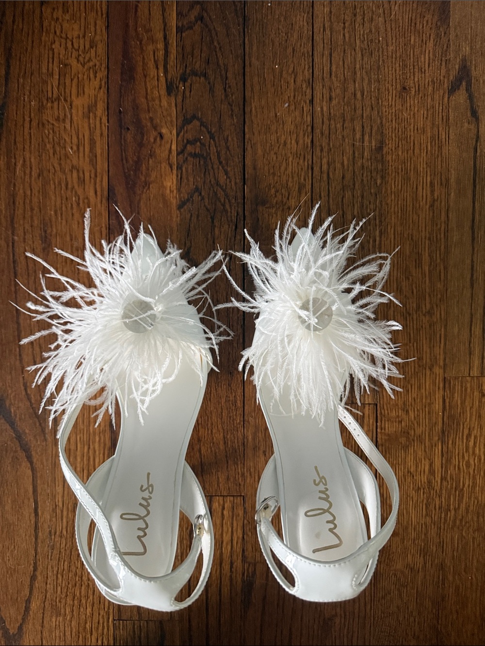 Lulu's Ivory Feather Pointed Slingback Heels - Picture 5 of 6